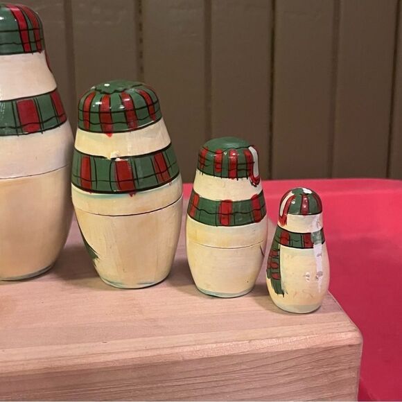 Vintage Snowman Nesting Dolls Hand Painted Terry’s Village 5 Figures - Picture 7 of 8
